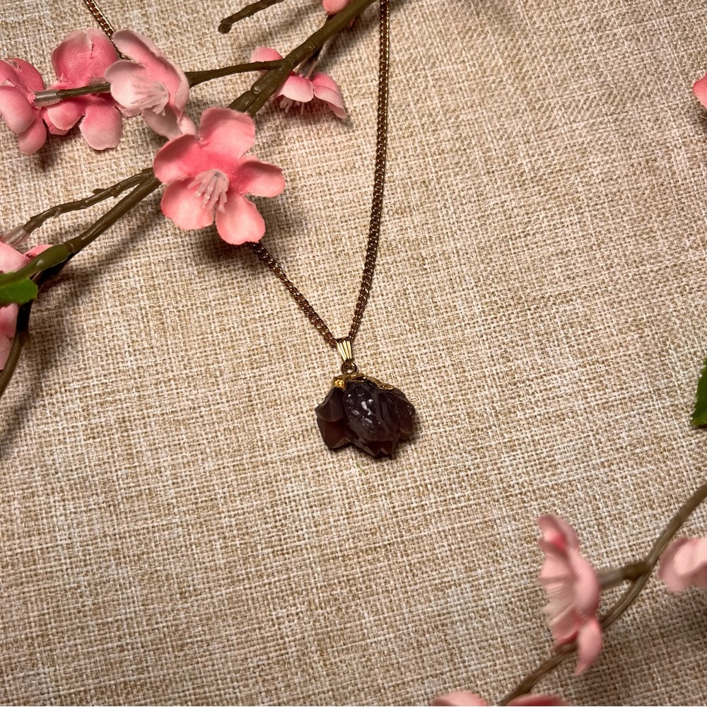 Chunky Purple Amethyst Crystal Y2K Long Gold Bohemian Necklace